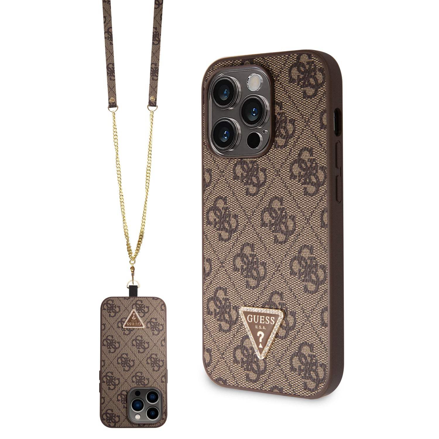 Guess Crossbody Case – iPhone 14 Pro (Καφέ – GUHCP14LP4TDSCPW)