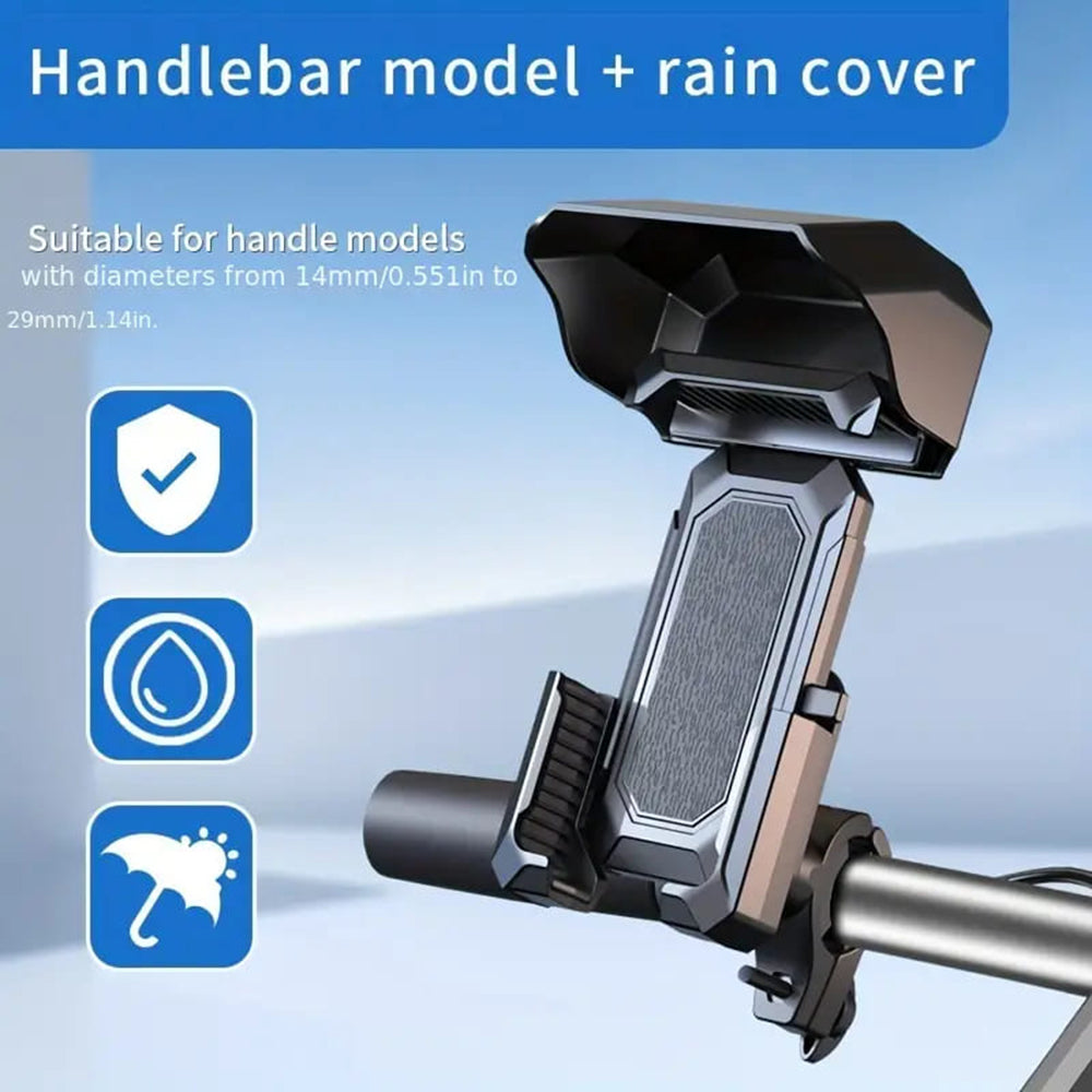 Yesido - Bike Phone Holder - with Rain Cover, Non-Slip Silicone - Black
