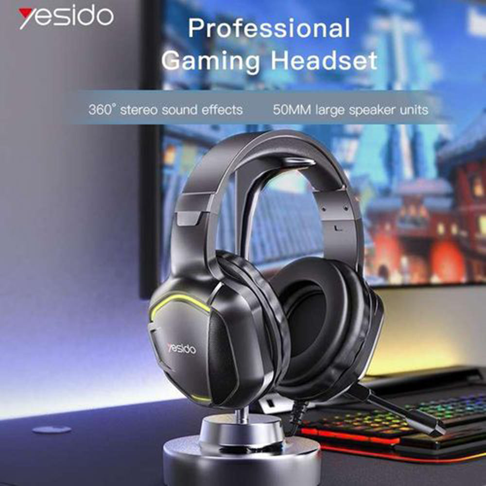 Yesido - Wired Headphones - Gaming, with Microphone, RGB LED - Black