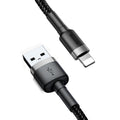 Baseus - Data Cable Cafule - USB to Lightning, 2.4A, 480Mbps, 50cm - Grey