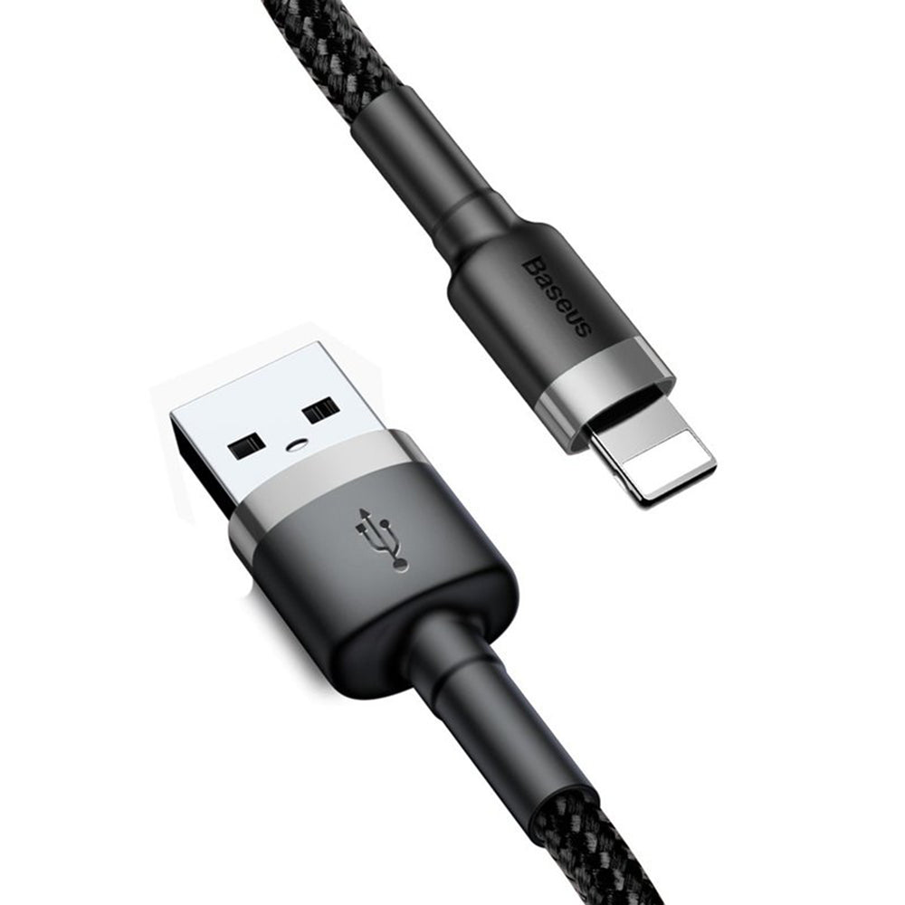 Baseus - Data Cable Cafule - USB to Lightning, 2.4A, 480Mbps, 50cm - Grey