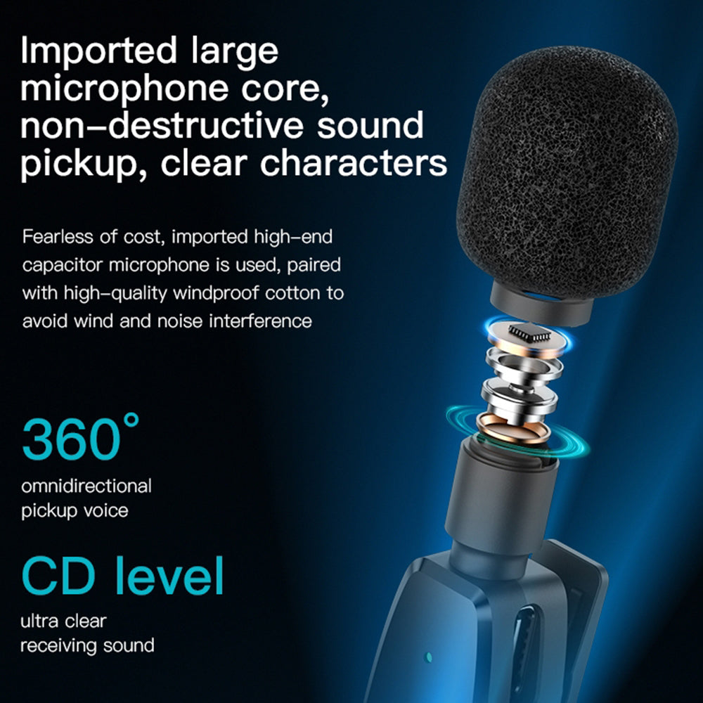 Yesido - (2 pack) Wireless Mic- 3 in 1 Receiver, Lighting, 3.5mm Jack- Black