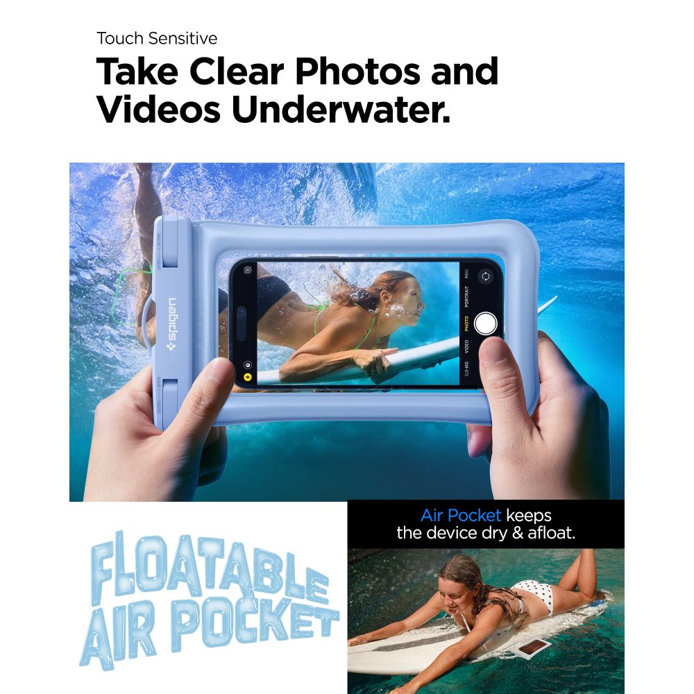 Spigen - Waterproof Case - IPX8, for Phone, max 6.9" - Aqua Blue