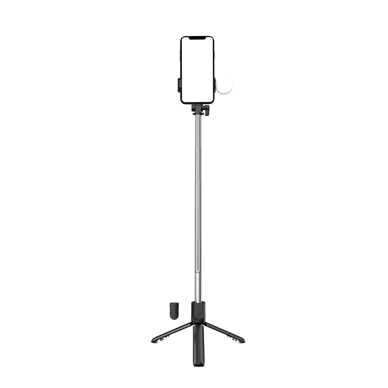 Selfie stick WH1YXS telescopic tripod 0.7m with round lamp - black