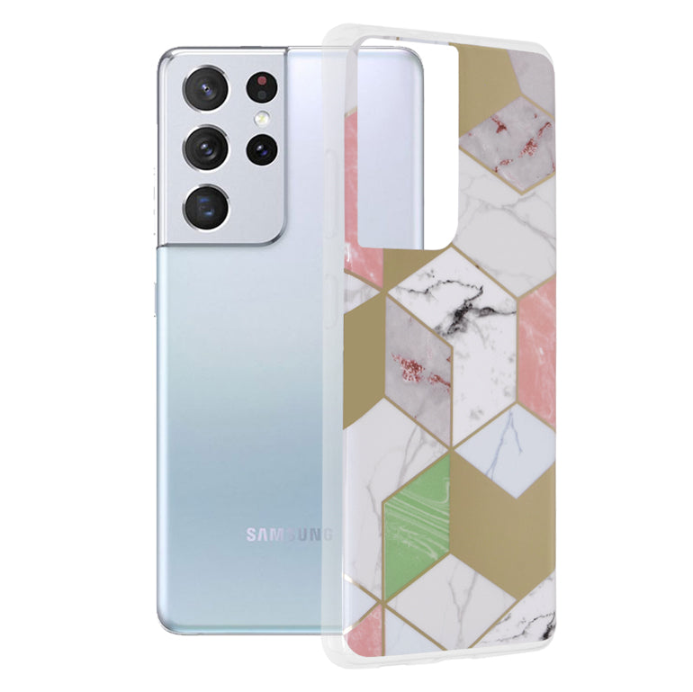 Marble Series Case - Samsung Galaxy S21 Ultra - Purple Hex