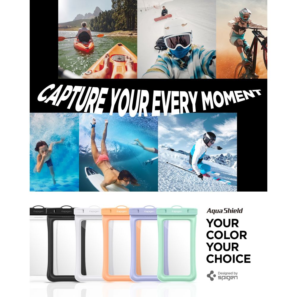 Spigen - Waterproof Case - IPX8, for Phone, max 6.9" - Aqua Blue