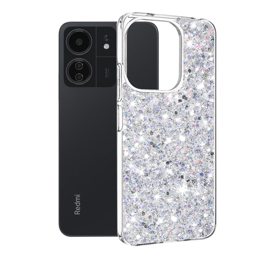 Sparkly Glitter - Xiaomi Redmi 13C 4G / 13C 5G / Poco M6 / C65 - White