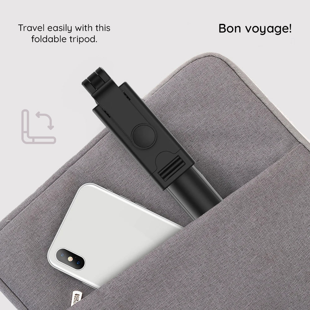 Selfie Stick (S05) - Tripod, Bluetooth Remote, 100cm - Black