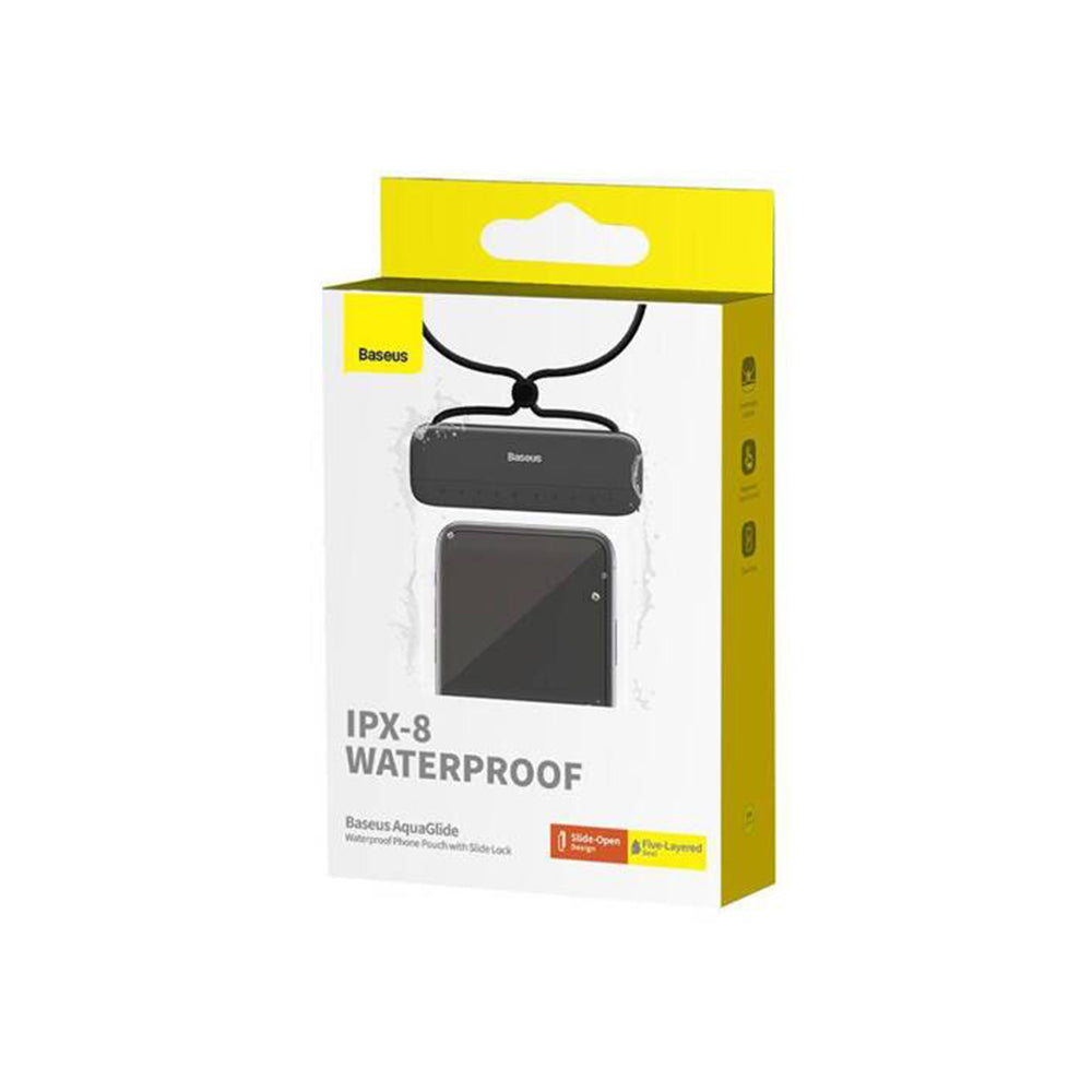 Baseus - Waterproof Case - IPX8, with Slide Lock, for Phone 7.2" - Black