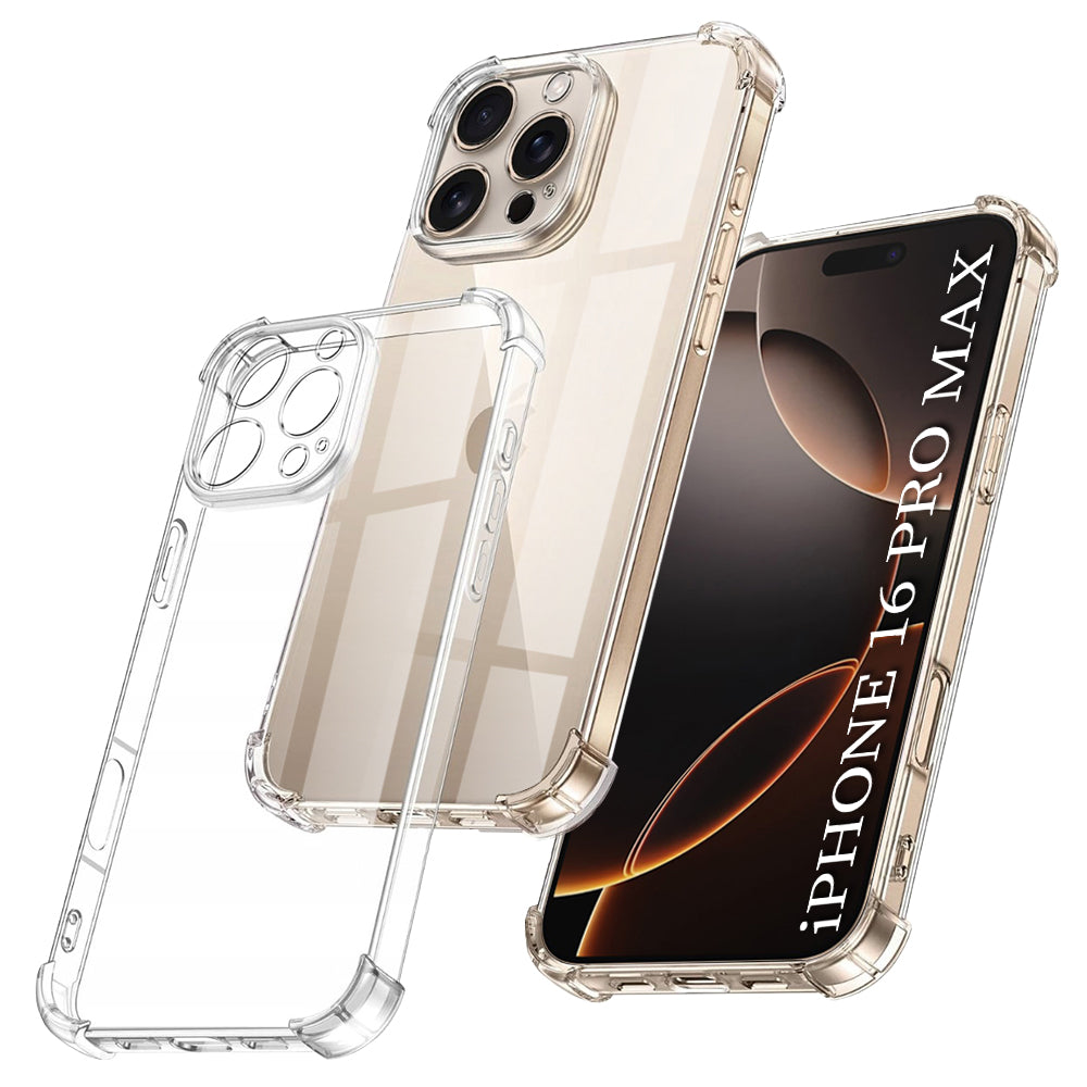 Shockproof Clear Silicone - iPhone 16 Pro Max - Clear