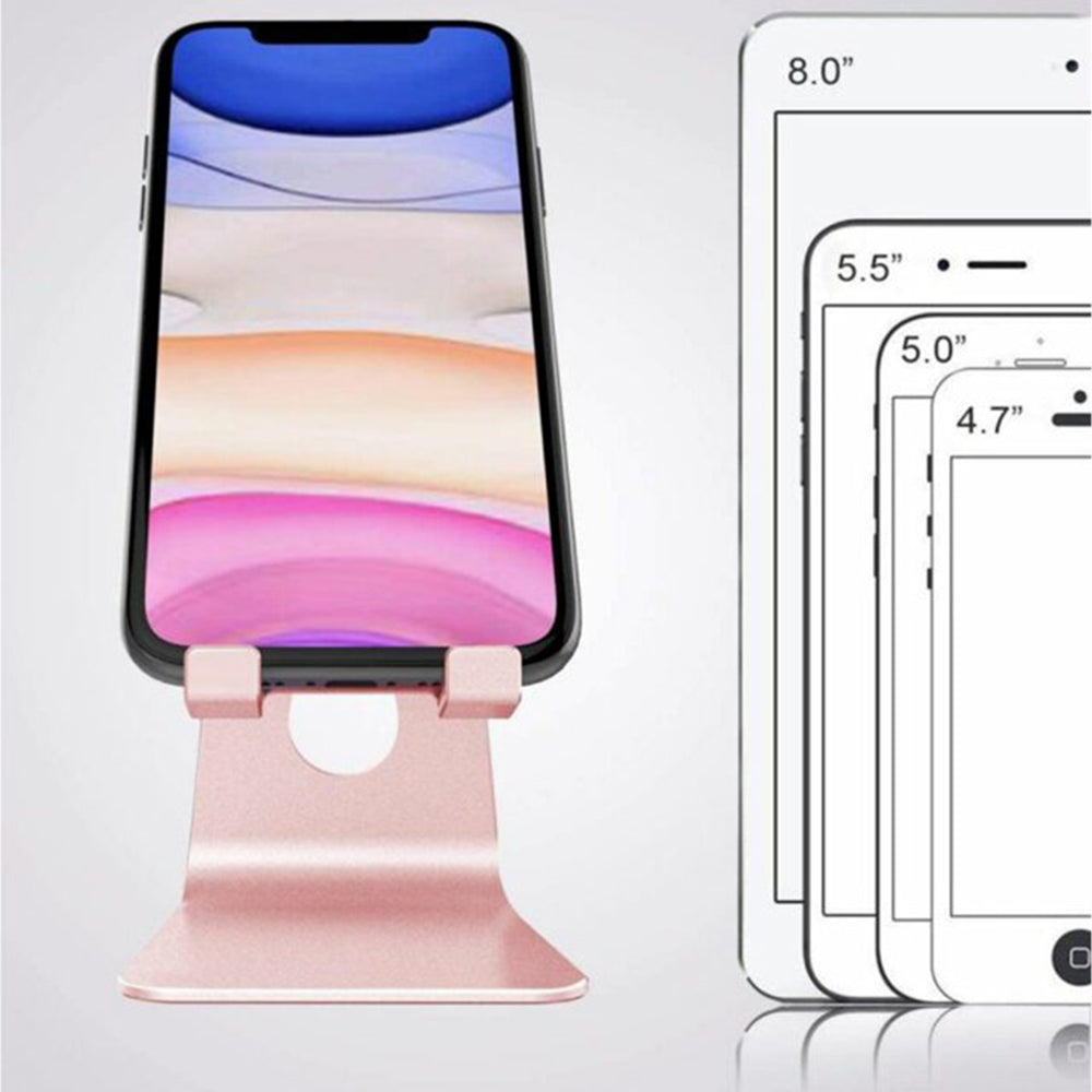 Desk Holder - Folding Feature, Phone, Tablet, max 8" - Silver
