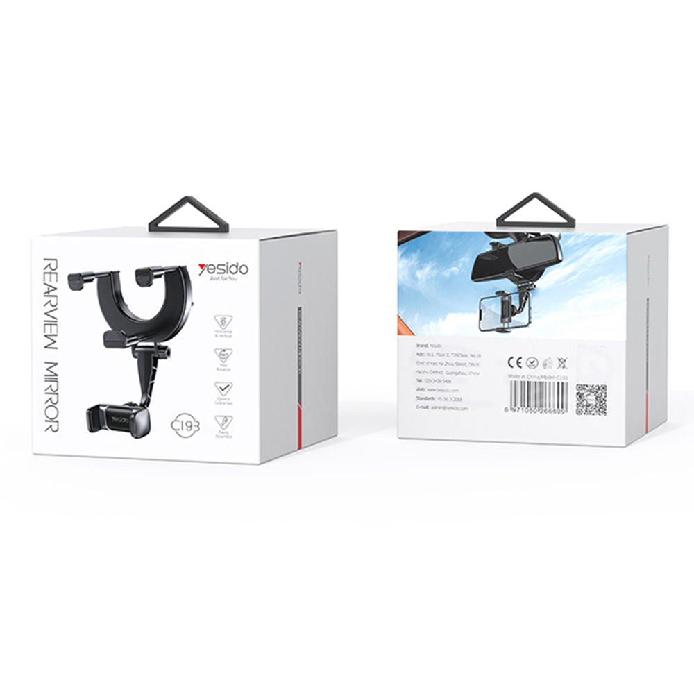 Yesido - Car Holder (C193) - for Rearview Mirror, Adjustable Angle - Black