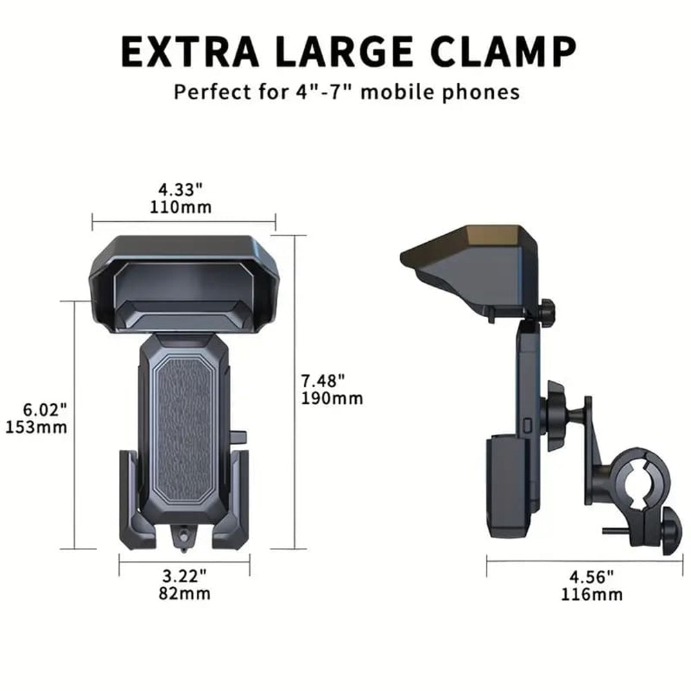 Yesido - Bike Phone Holder - with Rain Cover, Non-Slip Silicone - Black