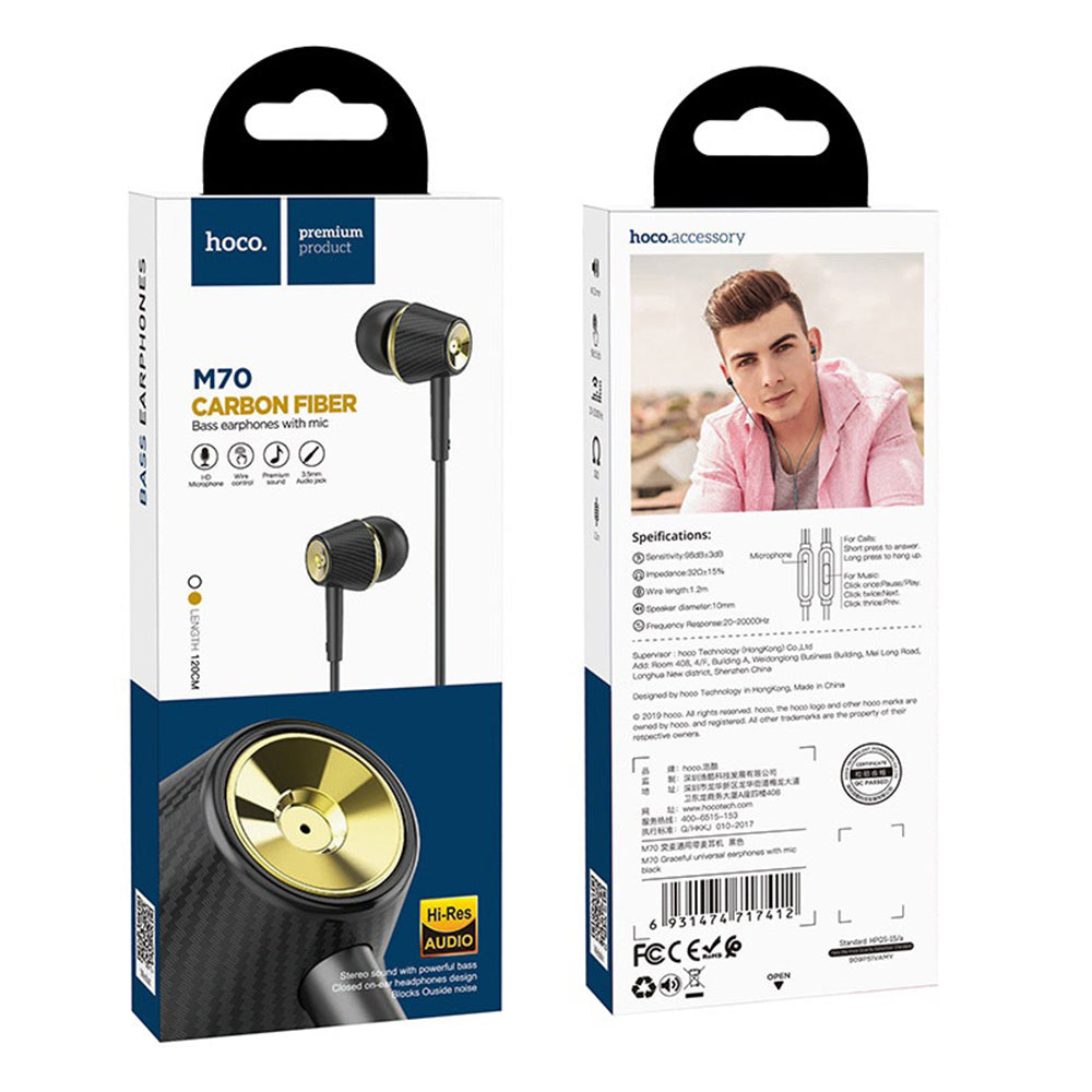 Wired Earphones Graceful - 3.5mm, Microphone, 1.2m - Black