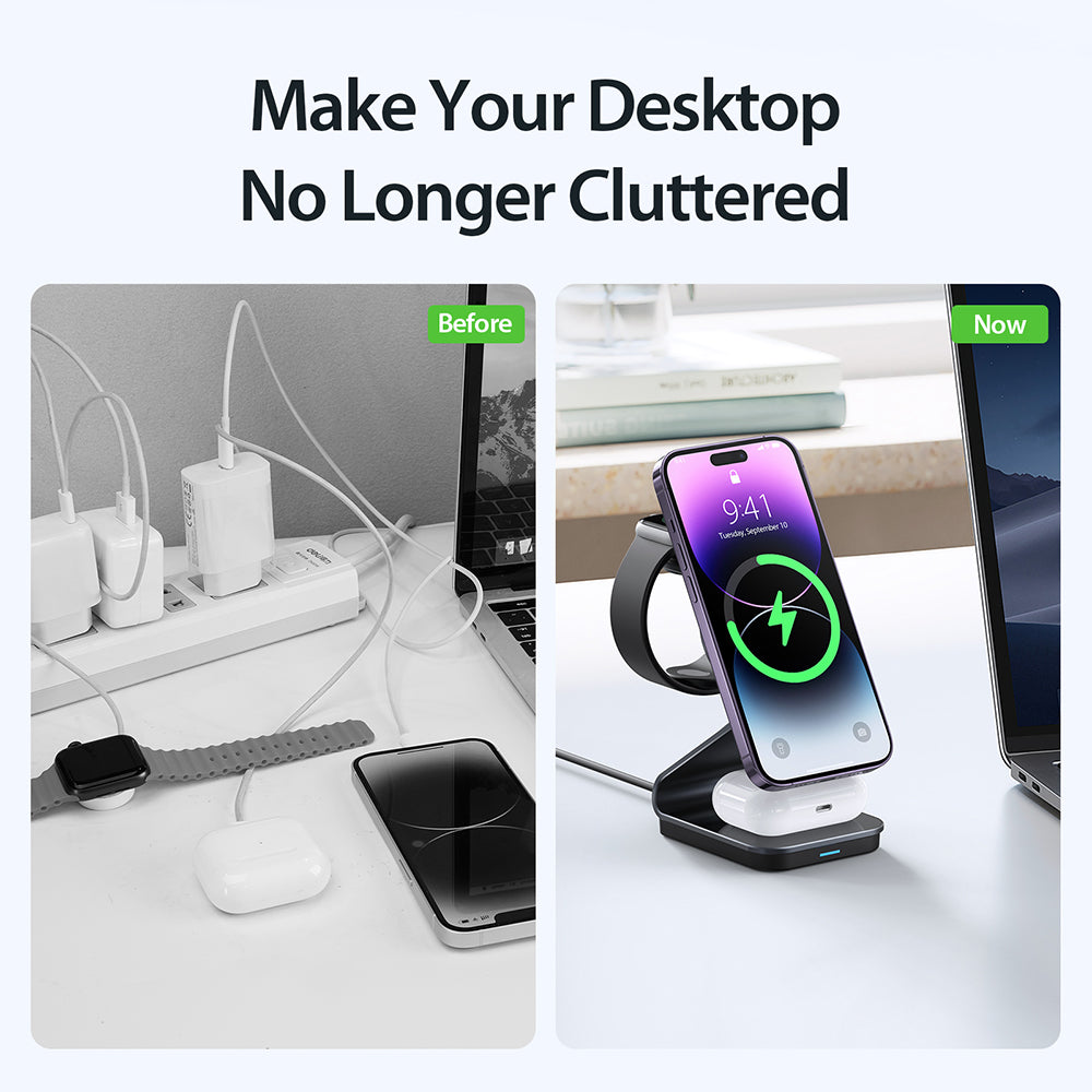 Wireless Charging Station 3in1 (W15) - MagSafe, for iPhone, Watch, AirPods