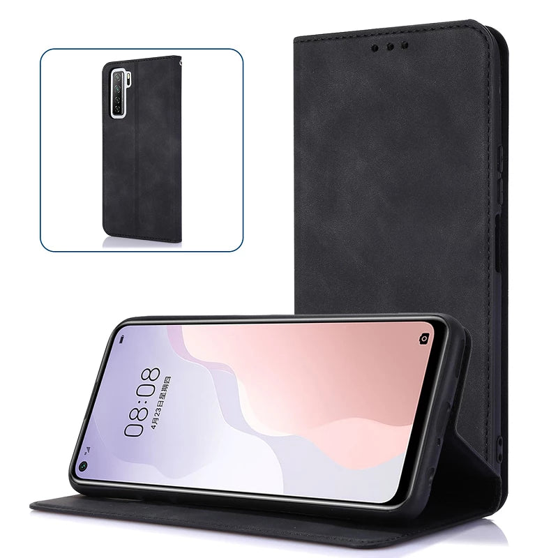 Cover Case with Card Holder Xiaomi Redmi 12C Leatherette - 4 Colors - Color : Black