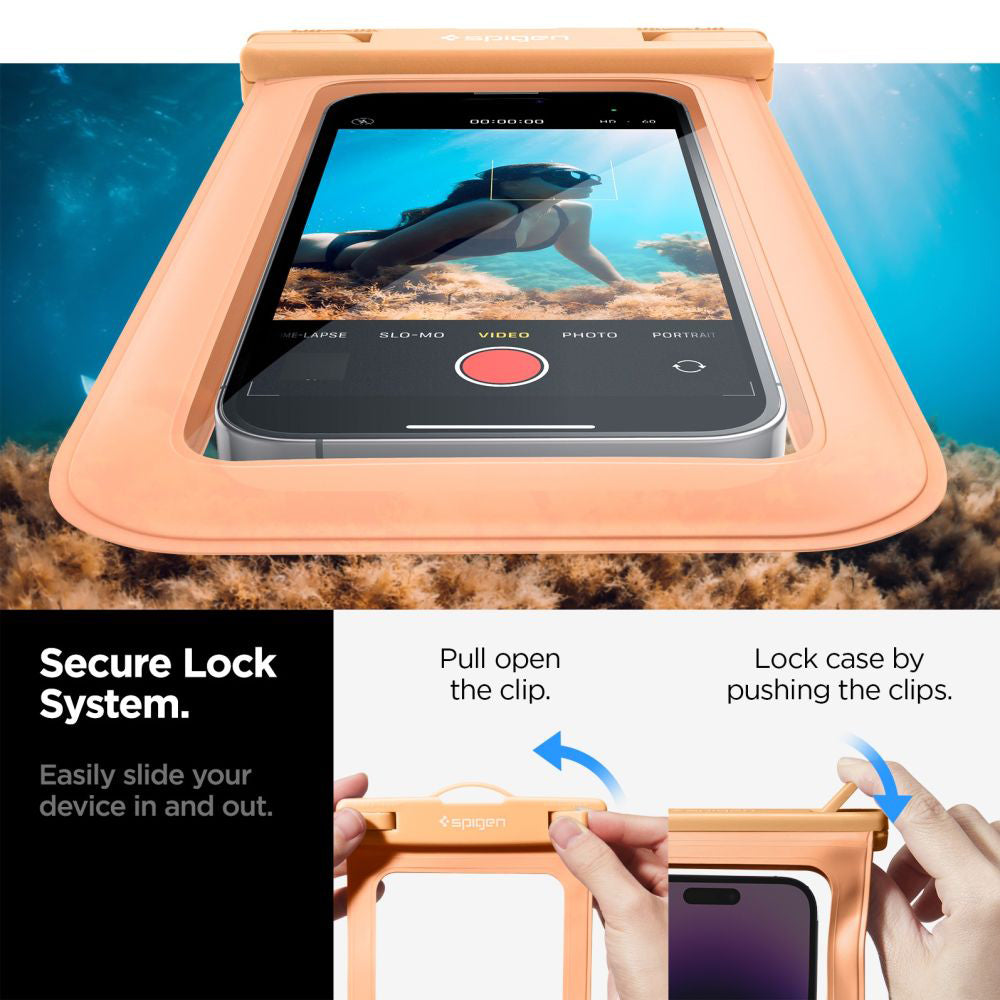 Spigen Waterproof Case (A601) - IPX8, for Phone 3.5 - 7" - Apicot