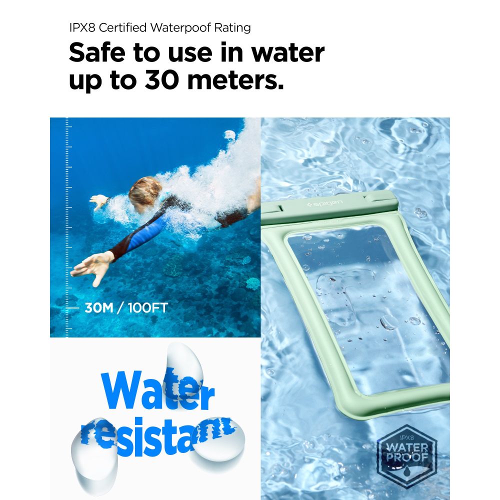 Spigen Waterproof Case (A610) - IPX8, for Phone max 6.9" - Mint