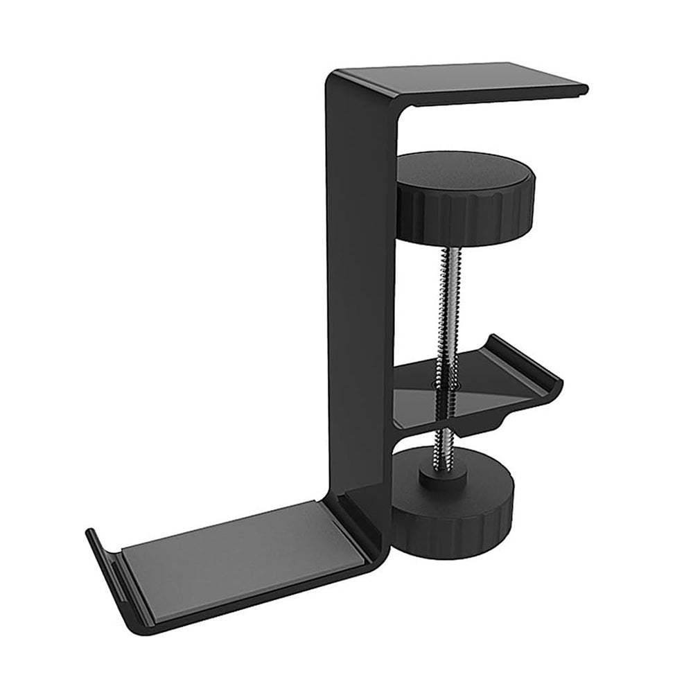 Desk Holder - Headphones Hanger with Adjustable Clamp - Aluminum Alloy - Black