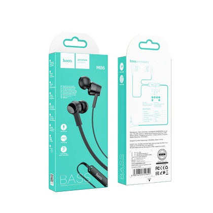 Ακουστικά HOCO M86 με μικρόφωνο και μπάσο 3.5mm audio plug Μαύρα