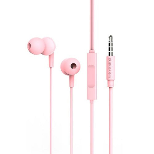 Ακουστικά BOROFONE BM49 με μικρόφωνο smart control 3.5mm audio plug Ροζ