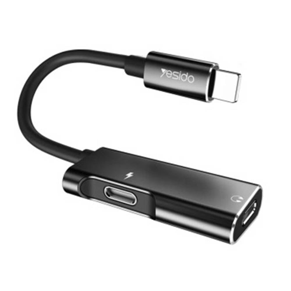 Yesido Audio Cable Adapter - Lightning to 2x Lightning - Black