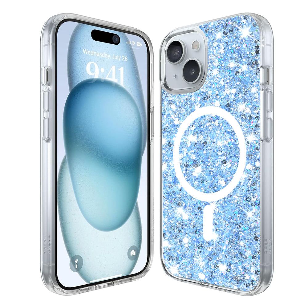 Sparkly Glitter MagSafe - iPhone 15 - Blue