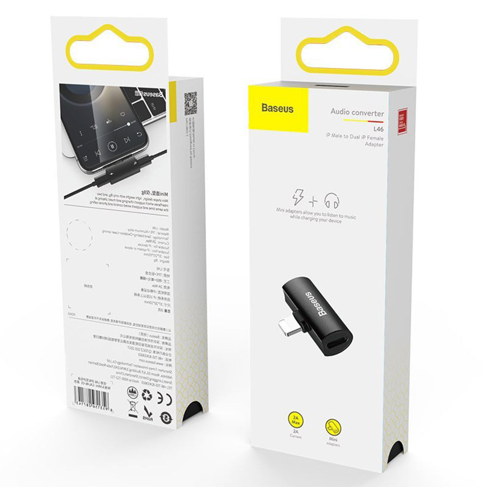 Baseus Audio Adapter L46 - Lightning to 2x Lightning 2A - Black