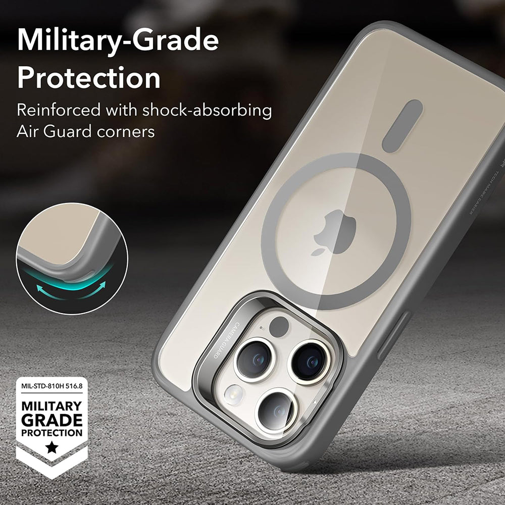 ESR Classic Hybrid HaloLock Kickstand - iPhone 15 Pro Max - Clear Grey