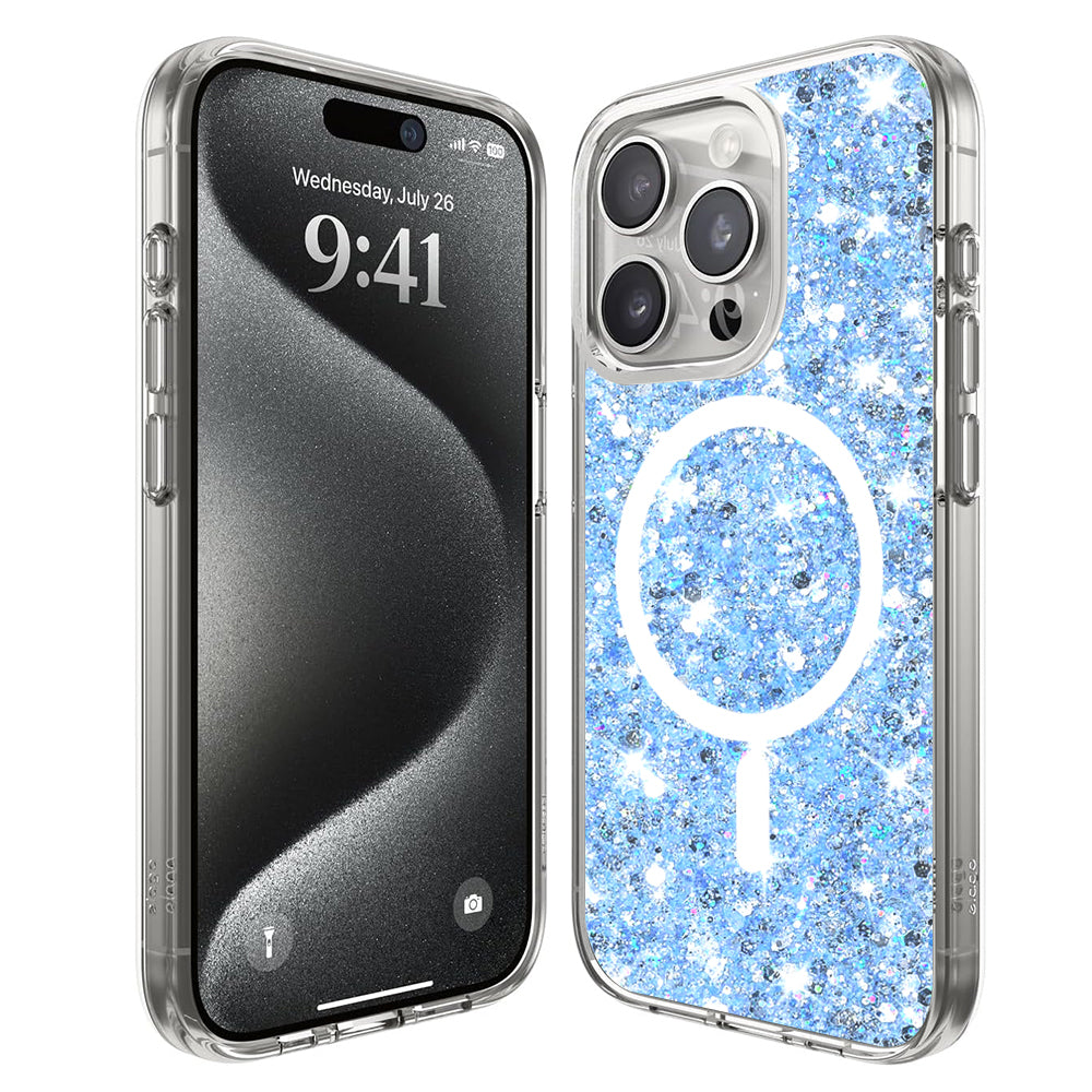 Sparkly Glitter MagSafe - iPhone 15 Pro - Blue