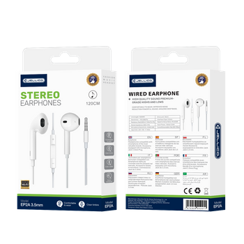 JELLICO wired earphones EP2A JACK 3.5MM with microphone 1.2M White