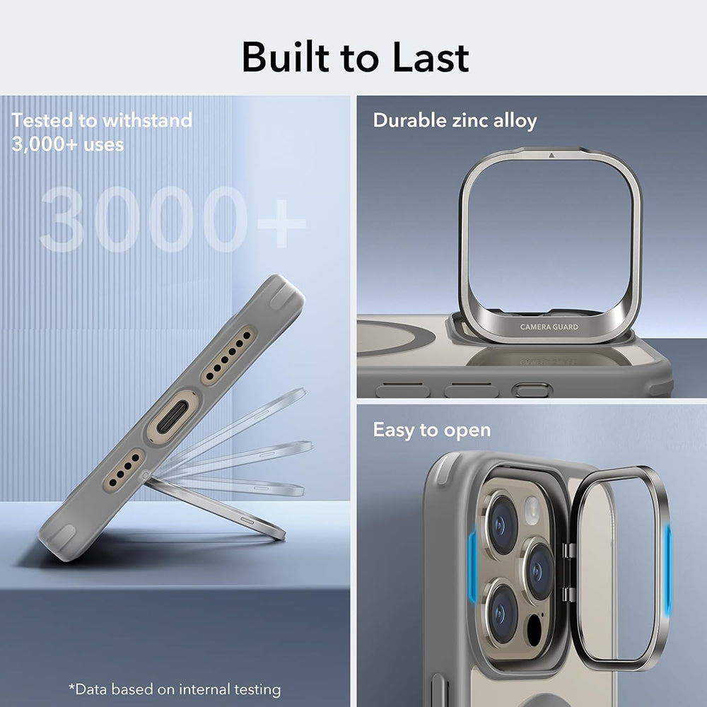 ESR Classic Hybrid HaloLock Kickstand - iPhone 15 Pro Max - Clear Grey