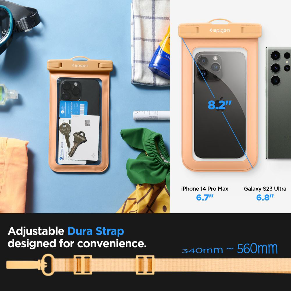 Spigen Waterproof Case (A601) - IPX8, for Phone 3.5 - 7" - Apicot