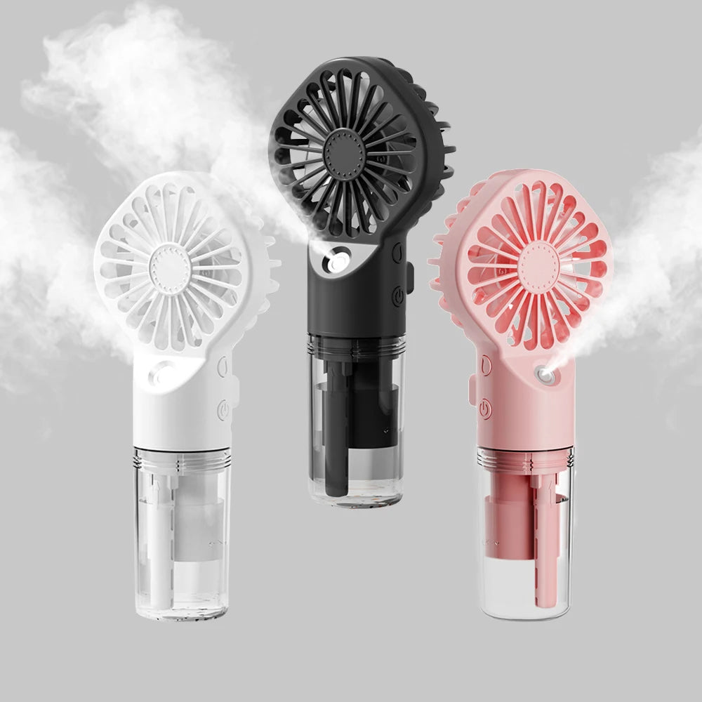 Handheld Fan (G10) - Portable, with Humidifier, Four Speeds, USB - White