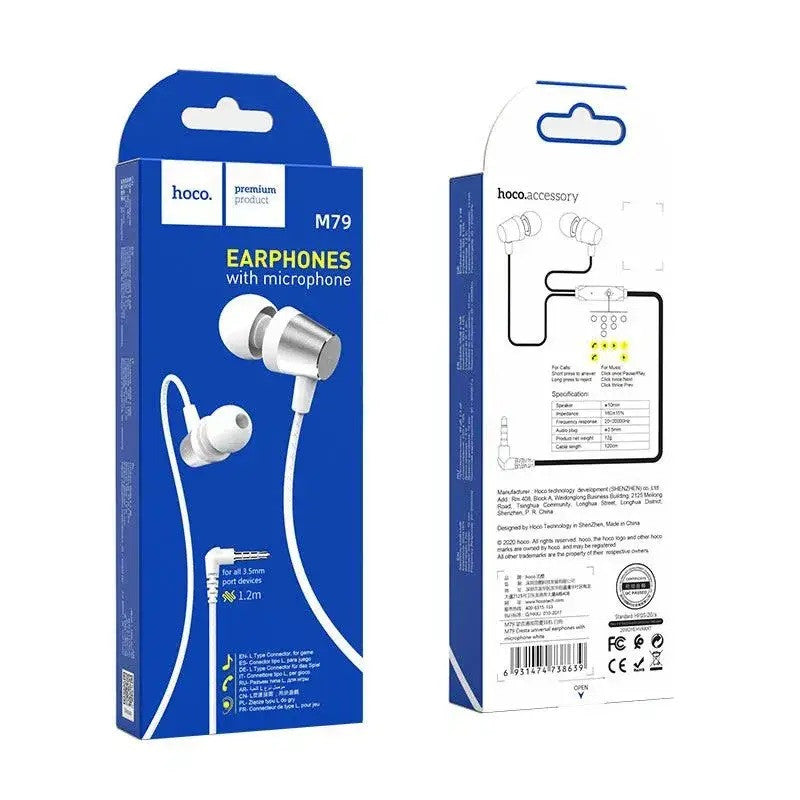 Ακουστικά HOCO M79 Με μικρόφωνο 3.5mm audio plug Λευκά