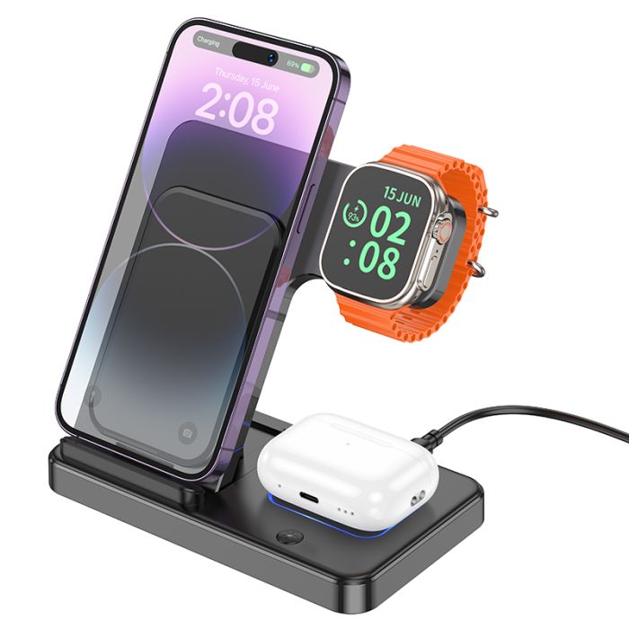 Borofone BQ26 3in1 15W Wireless Charger Ασύρματος Φορτιστής(Apple Watch Series)