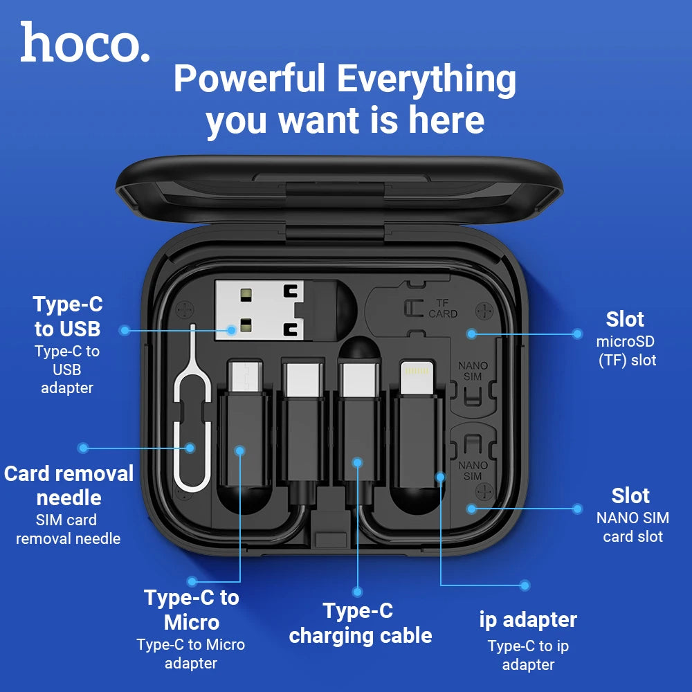 Hoco Set Cable, Adapters & Card Remover Treasure Box - Black