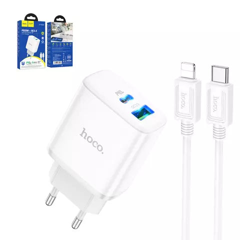 HOCO C105A Φορτιστής 20W με θύρα USB-C και USB και καλώδιο usb-c to Lightning