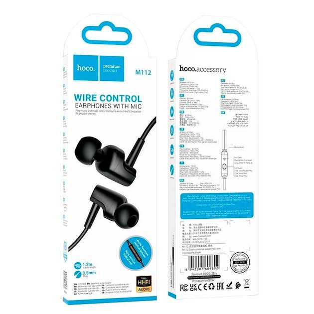 Ακουστικά HOCO M112 Με μικρόφωνο 3.5mm audio plug Μαύρα