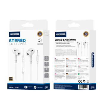 JELLICO wired earphones EP3A JACK 3.5MM with microphone 1.2M White