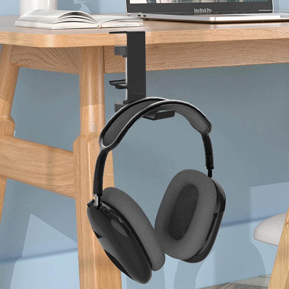 Desk Holder - Headphones Hanger with Adjustable Clamp - Aluminum Alloy - Black