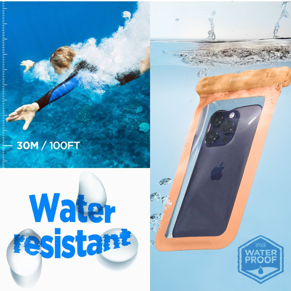 Spigen Waterproof Case (A601) - IPX8, for Phone 3.5 - 7" - Apicot