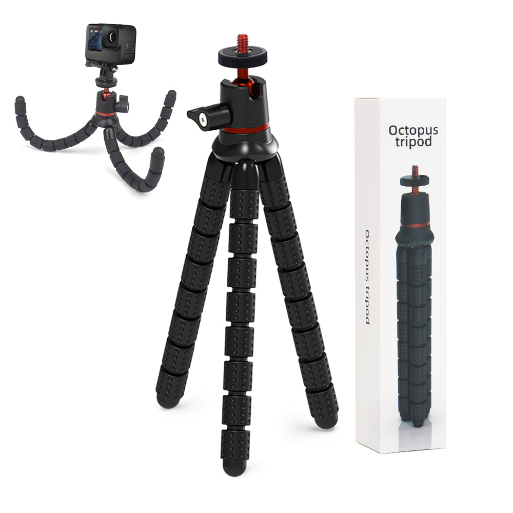 Techsuit Octopus Tripod - Phone/GoPro, Portable, Flexible - Black