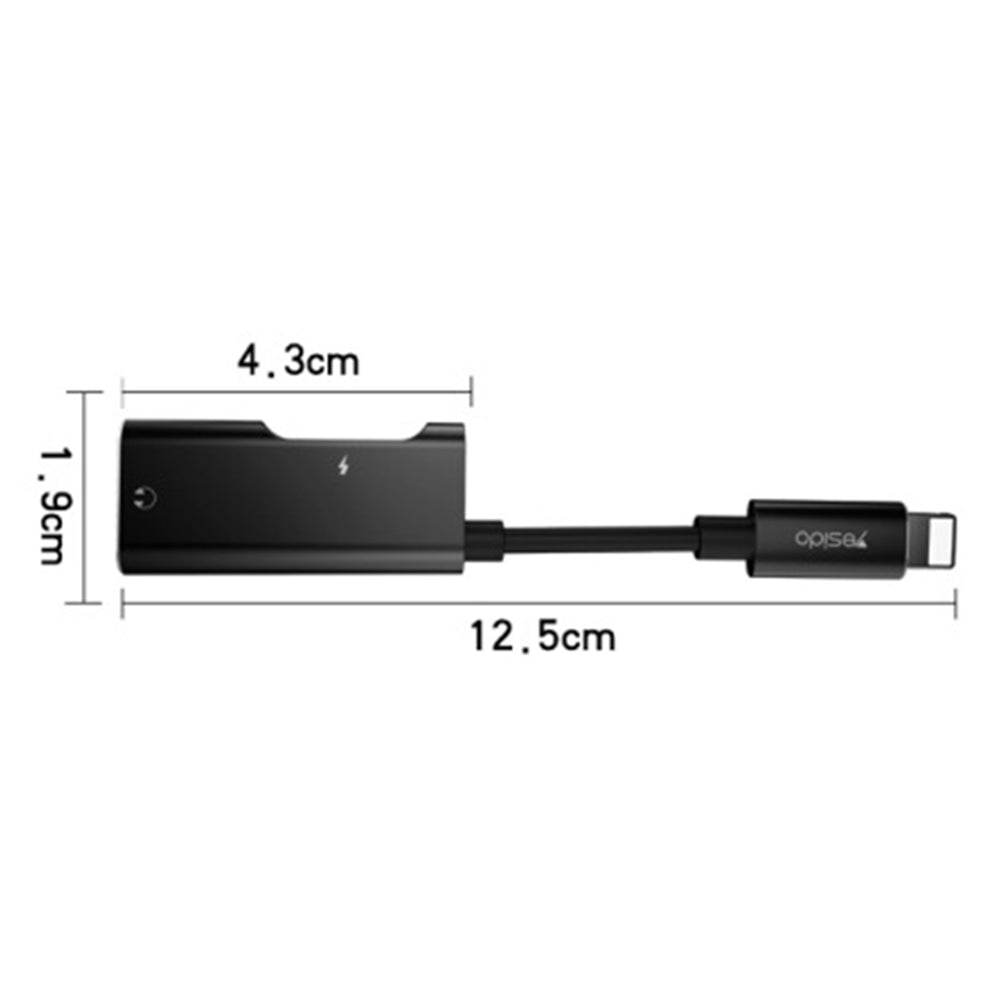 Yesido Audio Cable Adapter - Lightning to 2x Lightning - Black