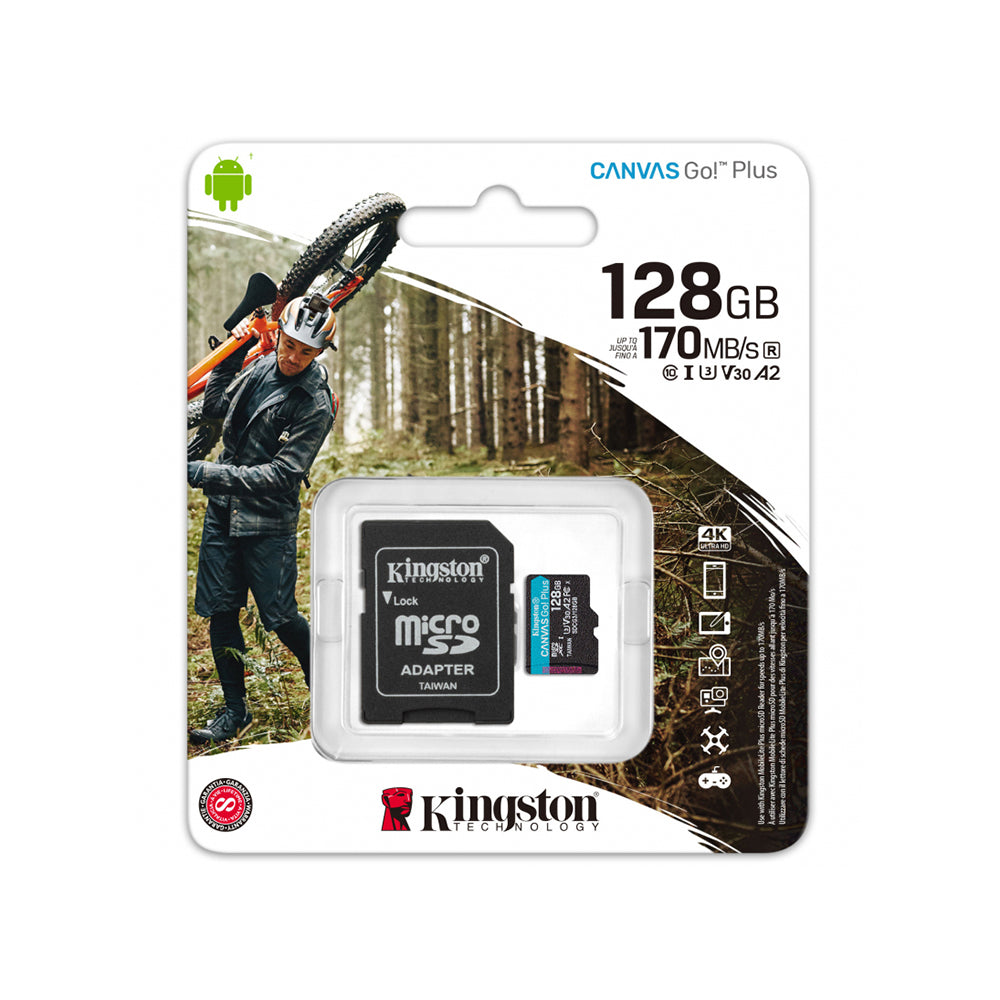 Kingston Memory Card Canvas Go Plus (SDCG3/128GB) - 128GB, MicroSDXC, Class 10