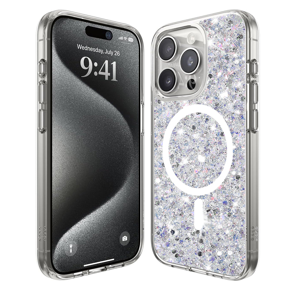 Sparkly Glitter MagSafe - iPhone 14 Plus/15 Plus - White
