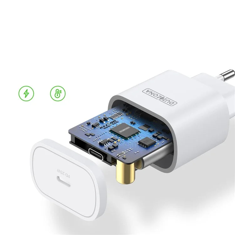 Duzzona Wall Charger - Type-C, 25W - White