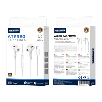 JELLICO wired earphones EP3A USB-C with microphone 1.2M White