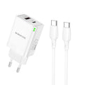 Borofone Wall charger BN16 - USB + Type C - PD 45W 3A with Type C to Type C