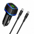 BOROFONE Car Charger Black-1 USB Port & 1 USB-C Port With Cable USB-C TO USB-C